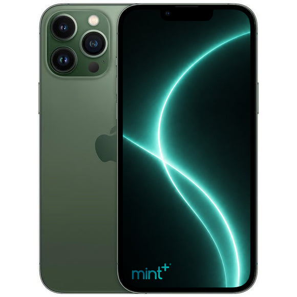 Photo of a green iPhone 13 Pro with mint+ wallpaper