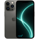 Photo of a black iPhone 13 Pro with mint+ wallpaper